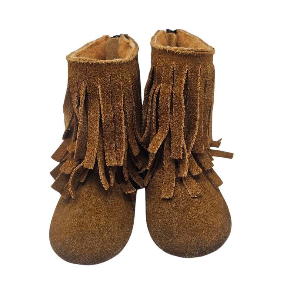Monkey Feet Baby/Toddler Brown Suede Fringe Moccasins 12-18 Months / Size 4